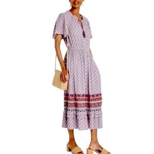 Knox Rose Maxi Dress Boho V-neck Tassel Purple Floral Women’s Plus Size XXL